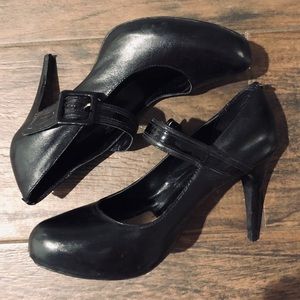 Black Buckle Heels